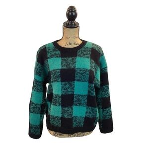 Gap Clothing Pure Wool Crew Neck Sweater Green Black VINTAGE